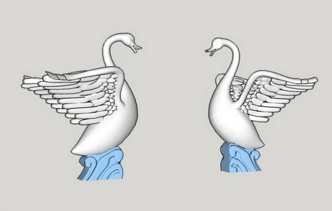 Modern SketchUp Material Components for Animal and Swan Sculpture Landscape Models
