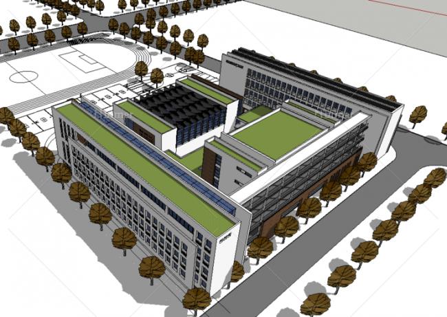 Modern Multi-Story Middle School Building Design | Educational Architecture in SketchUp