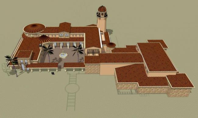 SketchUp Business Model: Multi-Story Clubhouse and Commercial Building in Classical and Spanish Styles