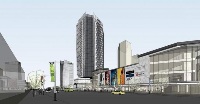 SketchUp Complex Model: Multi-Story High-Rise Mixed-Use Development with Commercial Streets and Modern Residential Apartments
