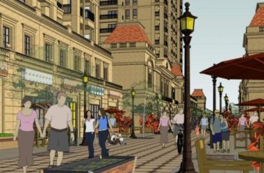 SketchUp Residential Model: Simplified European-Style Commercial Street with French High-Rise and Ground-Floor Classic Residential Buildings-BIM WORLD