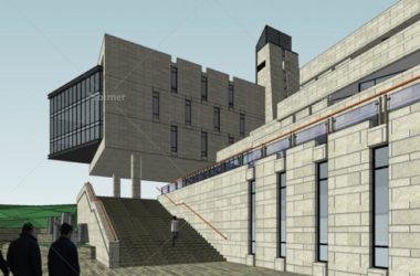 SketchUp Business Model: Multi-Story Slope Club with Sales Office and Modern Commercial Design-BIM WORLD
