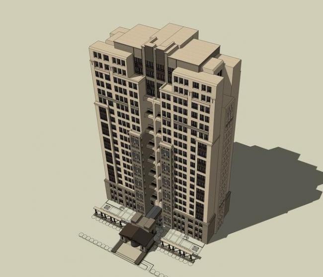 Neoclassical High-Rise Office Building SketchUp Model