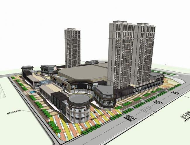 SketchUp Complex Model: Neoclassical High-Rise Residential with Ground Floor Commercial Spaces