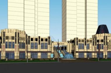 SketchUp Business Model: Neoclassical Streetfront Commercial Podium with Entrance Gate-BIM WORLD
