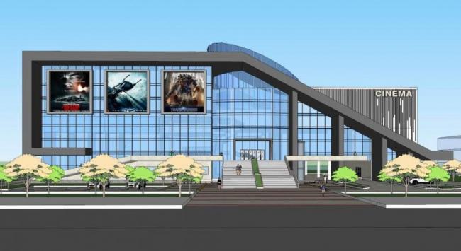 Modern Multi-Story Cinema and Theater Cultural Architecture in SketchUp