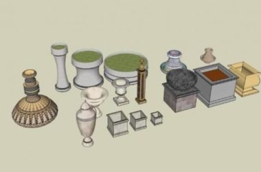 SketchUp Material Model: Ceramic Jar and Bowl Components-BIM WORLD