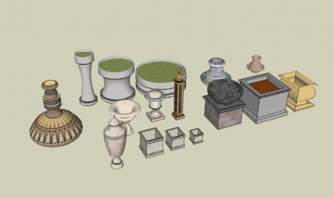 SketchUp Material Model: Ceramic Jar and Bowl Components