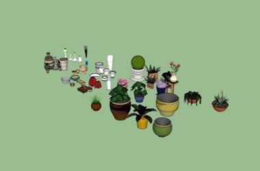 SketchUp Material Models: Pottery Pots, Flower Bowls, Plants, and Material Components-BIM WORLD