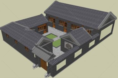 SketchUp Residential Model: Multi-Story Chinese-Style Courtyard Architecture-BIM WORLD