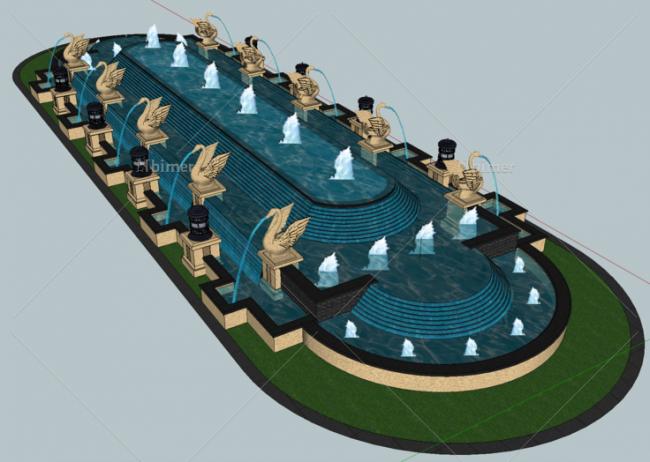SketchUp Material Models for European-Style Axisymmetric Water Features
