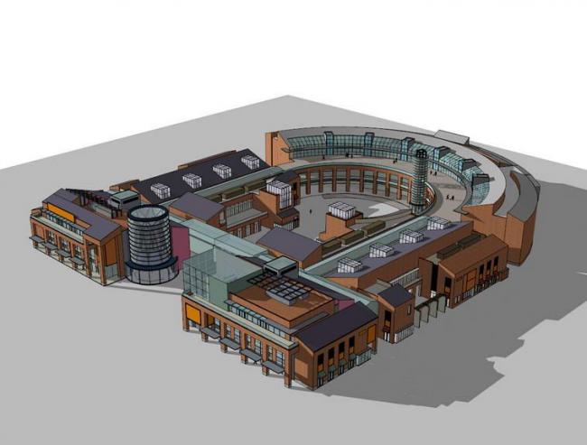 SketchUp Business Model: Modern Multi-Story Commercial Building in Shanghai Lujiazui, 96 Square Meters