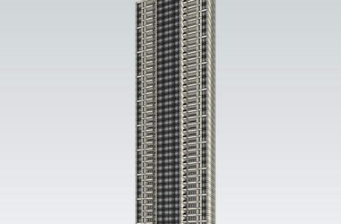 Modern Super High-Rise Residential Building SketchUp Model-BIM WORLD