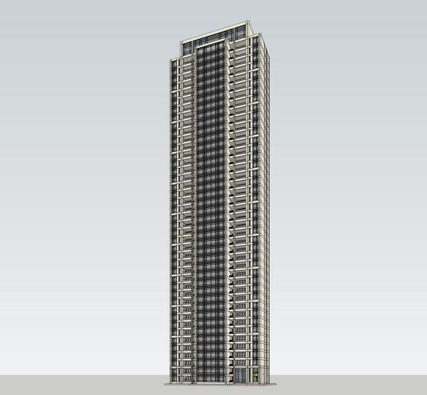 Modern Super High-Rise Residential Building SketchUp Model