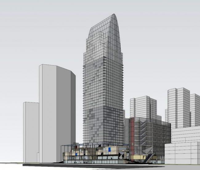 SketchUp Complex Model: Multi-Story Mixed-Use High-Rise with Modern Office Spaces
