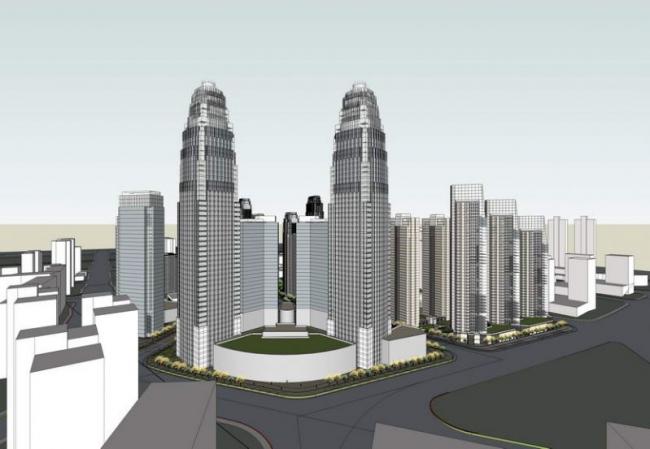 SketchUp Complex Model: Modern Super High-Rise Office Building in Tianjin Financial Street