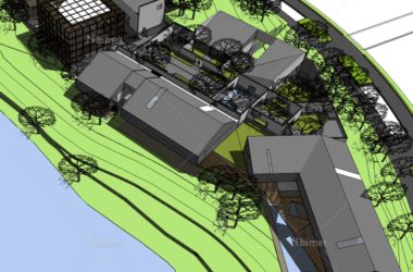 SketchUp Business Model: Multi-Story Community Commercial and Residential Facilities at Shenzhen Vanke Fifth Park, Huizhou Chinese Style-BIM WORLD