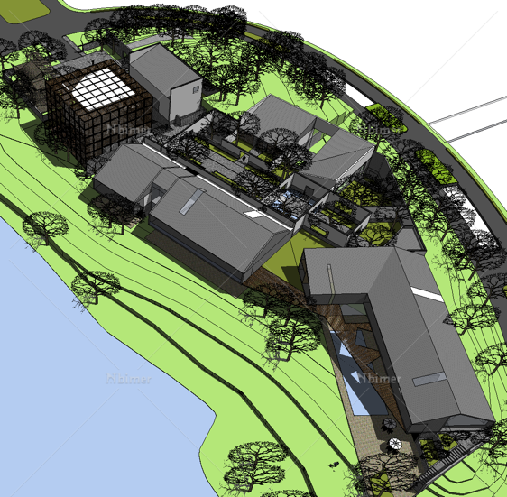 SketchUp Business Model: Multi-Story Community Commercial and Residential Facilities at Shenzhen Vanke Fifth Park, Huizhou Chinese Style