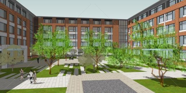 Modern U-Shaped Multi-Story School Building Model in SketchUp