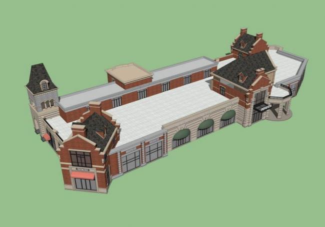 SketchUp Business Model: Multi-Story Streetfront Commercial Building in British Classical Style