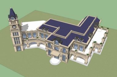 SketchUp Business Model: Multi-Story Clubhouse and Commercial Building in French Classical Style-BIM WORLD