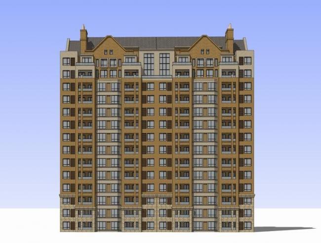 SketchUp Residential Model: British Classical Style High-Rise Residential Architecture