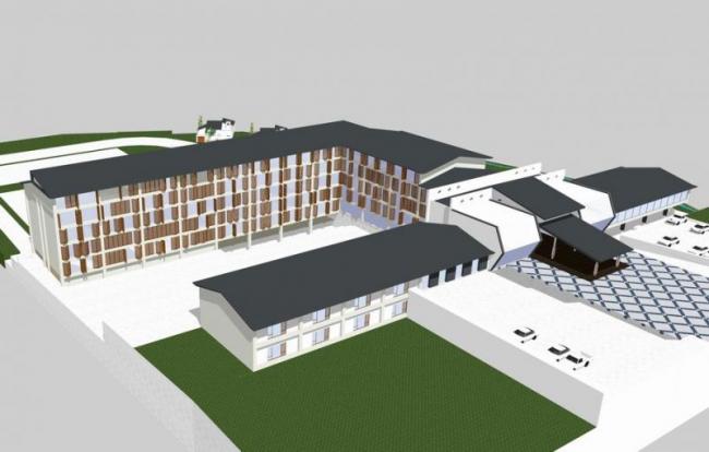 SketchUp Multi-Story Hotel Model Featuring Modern Chinese Design