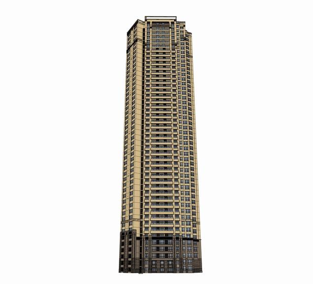 SketchUp Model of a Classic-Style High-Rise Residential Apartment