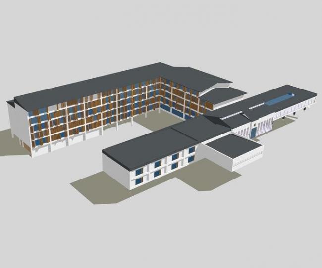 SketchUp Multi-Story Hotel Model Featuring Traditional Chinese Architecture