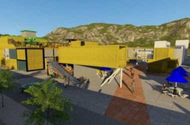 SketchUp Business Model: Multi-Story Modern Commercial Building with Containers-BIM WORLD