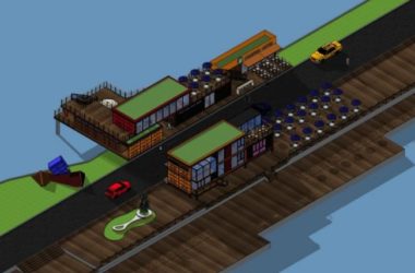 SketchUp Station Road Bridge: Modern Multi-Story Cruise Terminal and Container Transport Architecture-BIM WORLD