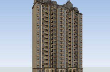 SketchUp Residential Model: High-Rise French Classical Style Apartment Building-BIM WORLD