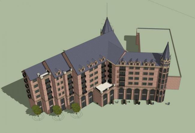 SketchUp Residential Model: Multi-Story British Classical Style Home