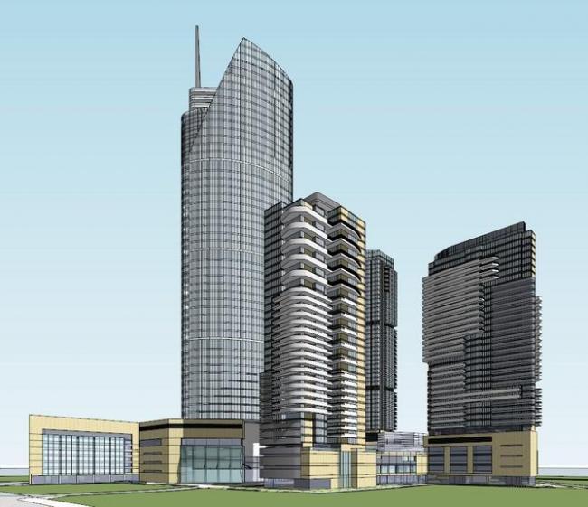 Modern Super High-Rise Office Building Model in SketchUp