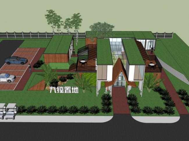 SketchUp Business Model: Modern Containers and Service Facilities Design