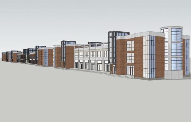 SketchUp Business Model: Modern Multi-Story Commercial Street Design