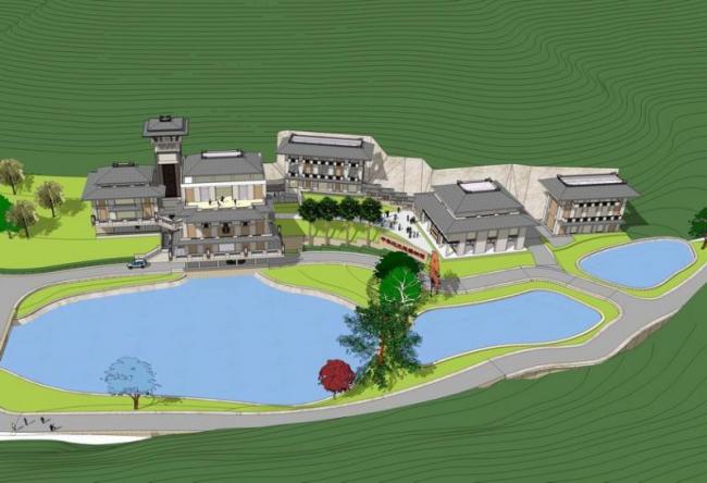 SketchUp Cultural Model: Multi-Story Chinese Museum Featuring Traditional Architecture