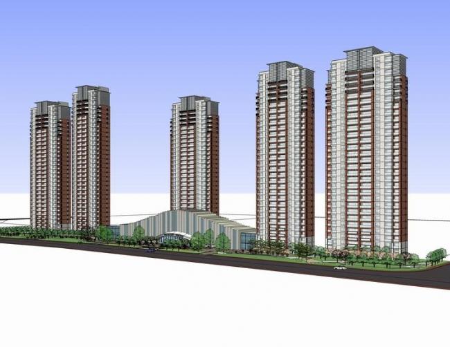 SketchUp Residential Models Featuring Modern High-Rise and Street-Level Commercial Buildings