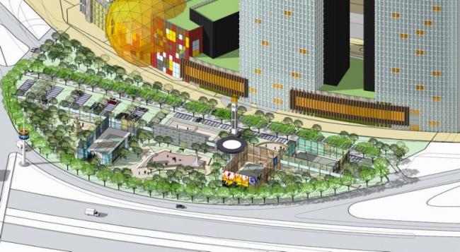 SketchUp Complex Model: Modern High-Rise Office and Multi-Story Mixed-Use Building