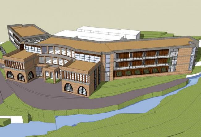Modern Multi-Story Mountain Inn Hotel Model in SketchUp