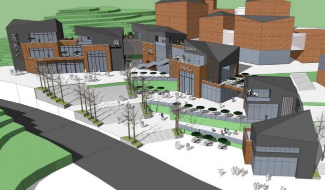 SketchUp Business Model: Multi-Layered Mountain Design in Modern Style
