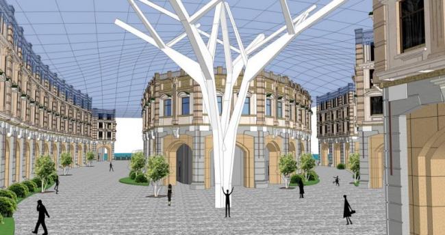 SketchUp Business Model: Multi-Story Nanyang-Style Commercial Street with Neoclassical Architecture