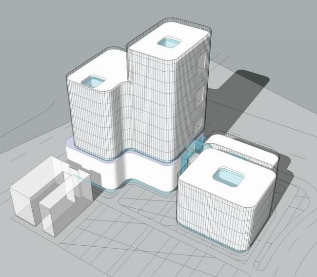 SketchUp Model of Guangzhou Zhongshan Sixth Hospital: Multi-Story Modern Medical Facility Design