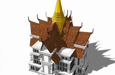 SketchUp Cultural Model: Multi-Story Thai Church in Classical Southeast Asian Style-BIM WORLD