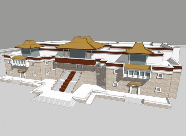 SketchUp Cultural Model: Multi-Story Tibetan-Style Museum Architecture