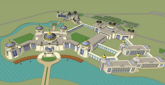 SketchUp Multi-Story Hotel Model Featuring Mongolian Ethnic and Classical Styles
