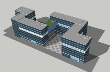 Modern Multi-Story Office Building Model in SketchUp-BIM WORLD