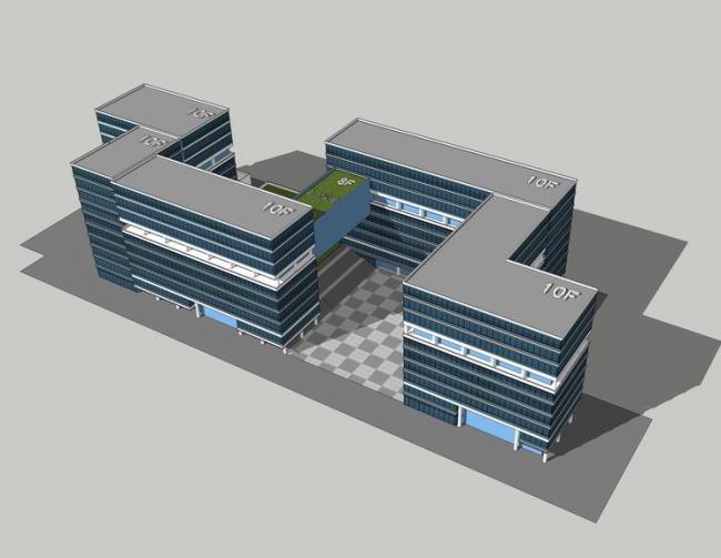 Modern Multi-Story Office Building Model in SketchUp