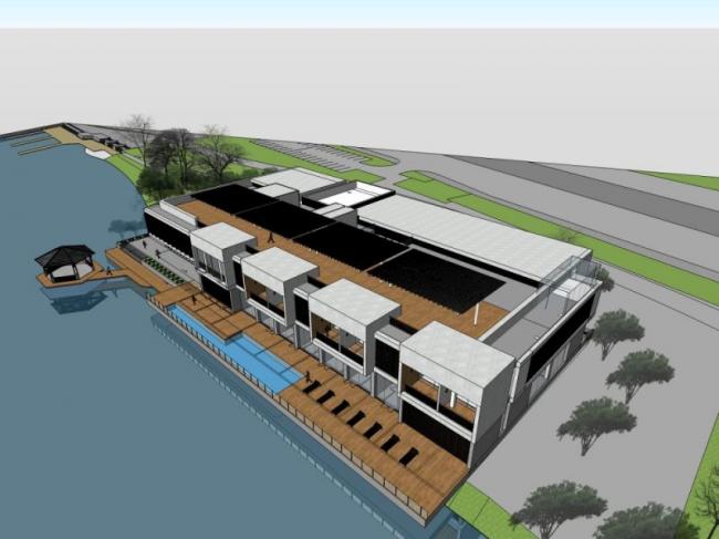 SketchUp Business Model: Modern Multi-Story Clubhouse Commercial Design