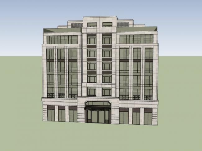 Modern Multi-Story Residential Building Model in SketchUp